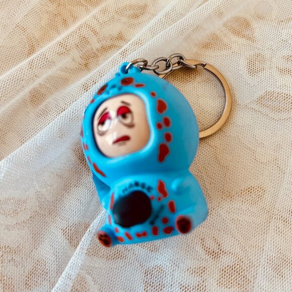 Kids Cartoon Happy & Sad Face Dual mode Unique Novelty Blue Keychain - Picture 7 of 7
